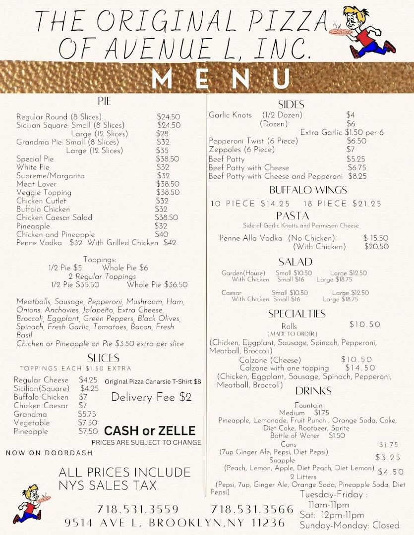 The Original Pizza of Avenue L, INC